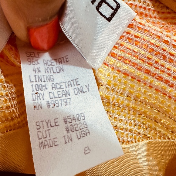 Vintage Yellow, Orange & Gold Metallic Blazer Jacket By Caramia Size 8 - Picture 11 of 14